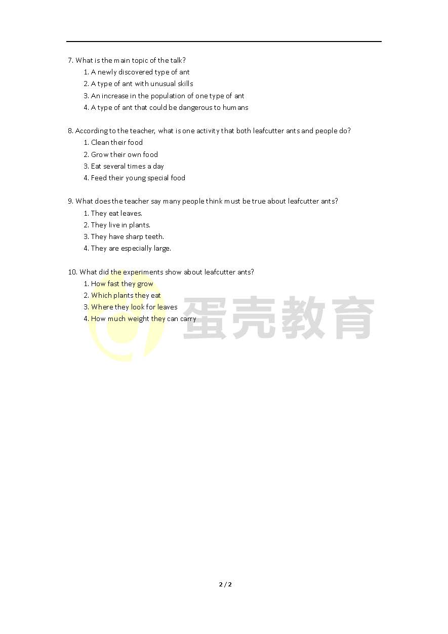 TOEFL Junior/小托福听力样题2